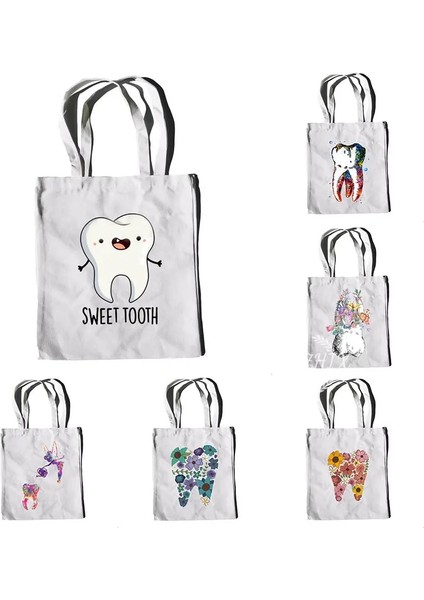 No.13 Tarzı 23-27CM Diş Omuz Çantaları ve Diş Hekimi Grafik Estetik Komik Moda Çanta Rahat Alışveriş Kız Çanta Kadın Zarif Kanvas Çanta (Yurt Dışından) fiyatları