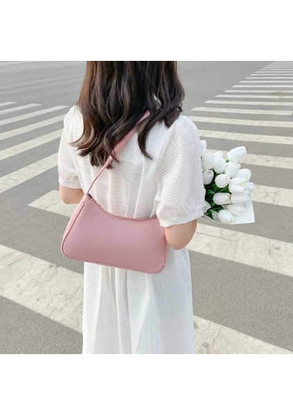 Fildişi Tarzı Moda Kadın Omuz Koltukaltı Çanta Naylon Bayanlar Düz Renk Üst Saplı Debriyaj Fermuar Küçük Çanta Çanta Trendi Zarif Kese (Yurt Dışından) modelleri