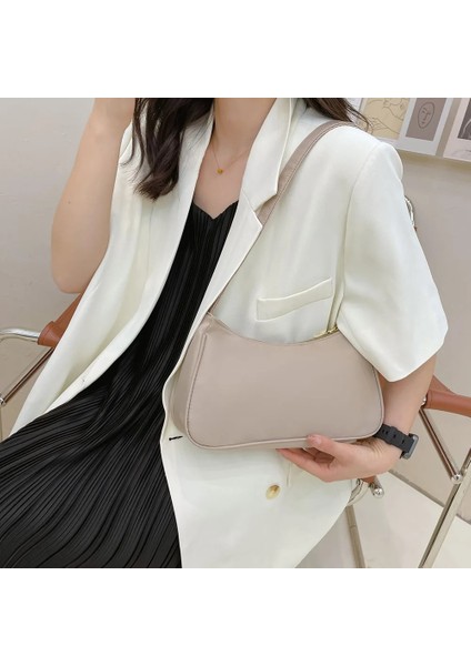 Fildişi Tarzı Moda Kadın Omuz Koltukaltı Çanta Naylon Bayanlar Düz Renk Üst Saplı Debriyaj Fermuar Küçük Çanta Çanta Trendi Zarif Kese (Yurt Dışından) indirimleri