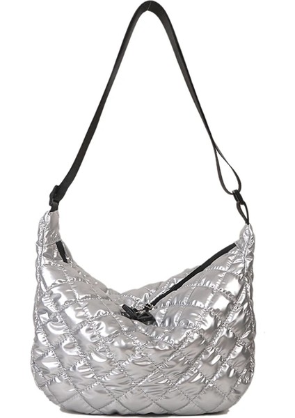 Gümüş Tarzı Basit Kadın Çanta Kapitone Sonbahar Kış Bayan Çanta Eşkenar Dörtgen Desen Üst-Kollu Çanta Seyahat Için Büyük Kız Çantası (Yurt Dışından)