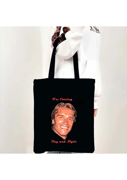 T Tarzı 35X40CM Vintage Retro Arnold Schwarzenegger Terminator Boyama Erkek Komik John Matrix Omuz Alışveriş Kanvas Tote Çanta Shopper Çanta (Yurt Dışından)