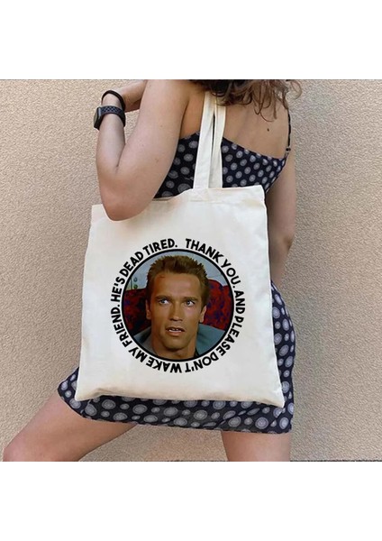 T Tarzı 35X40CM Vintage Retro Arnold Schwarzenegger Terminator Boyama Erkek Komik John Matrix Omuz Alışveriş Kanvas Tote Çanta Shopper Çanta (Yurt Dışından) indirimleri