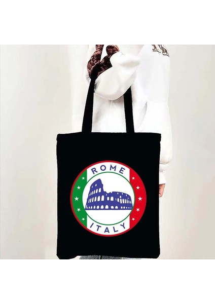 No.45 Tarzı 35X40CM Floransa Pisa Kulesi Milalia Italia Roma Italyan Italya Bayrağı Haritası Cenova Alışveriş Omuz Kanvas Tote Çantalar Shopper Çantalar (Yurt Dışından) indirimleri