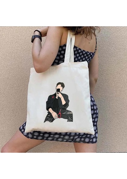kensenshop No.12 Tarzı 35X40CM Kore Kpop Kanvas Tote Çanta Çilek Süt Kaçak Çocuklar Chan Sevimli Parmak Kalp Ramen Harajuku Tote Çanta Shopper Omuz Çantası (Yurt Dışından) indirimleri