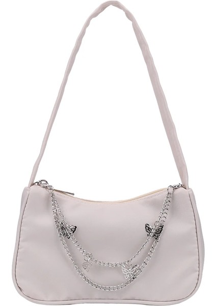 Bej Tarzı Küçük Kelebek Çanta Çanta Çanta Baskı Omuz Koltukaltı Çanta Moda Bayanlar Küçük Çanta Kadın Tote Çanta (Yurt Dışından)