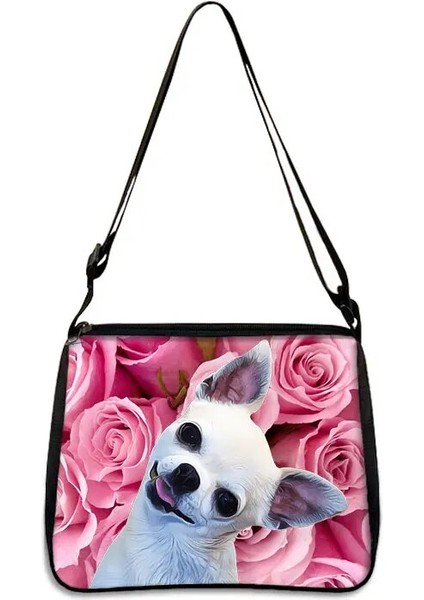 YXBJIWA13CW Tarzı 20CMX24CM Sevimli Köpek Chihuahua Baskı Omuzdan Askili Çanta Chihuahua Anne Kadın Çanta Küçük Debriyaj Telefon Çanta Tutucu Çanta Rahat Bez Çantalar (Yurt Dışından)