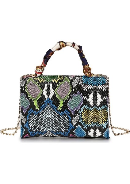 Sarı Stil Kadın Çantası Yeni Moda Yılan Desenli Çanta Ipek Eşarp Trend Omuz Askılı Çanta Cep Telefonu Çanta El Çantaları (Yurt Dışından) modelleri