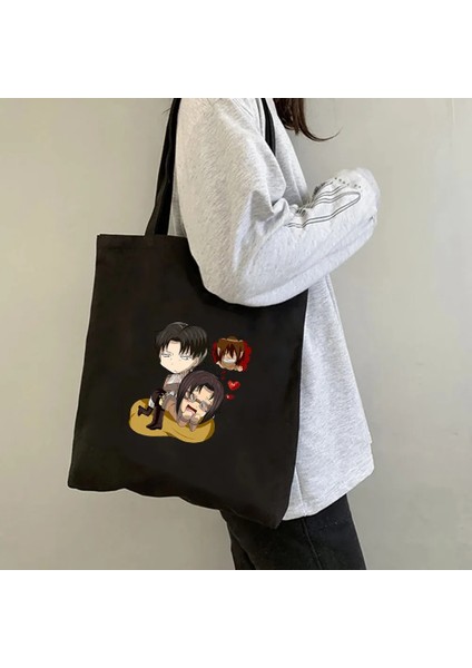 No.42 Tarzı 35X40CM Levi Ackerman Titan'a Saldırı Eren Lıvaı Anime Manga Karikatür Sevimli Kadın Kanvas Omuz Çantası Çanta Pamuk Alışveriş Çantaları (Yurt Dışından)