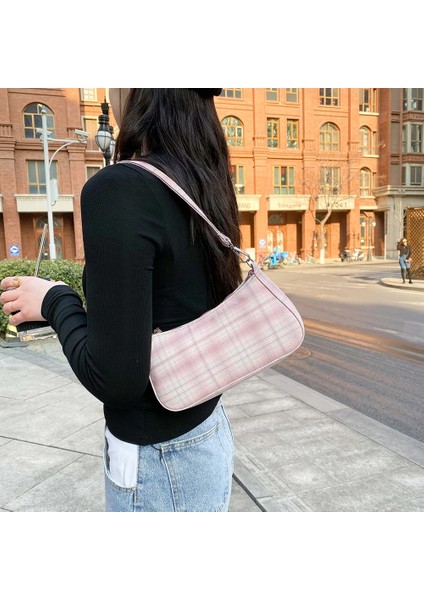 Altın Tarzı Ekose Baskı Koltukaltı Çanta Zincir Askı Fermuar Rahat Tasarımcı Mini Çanta Omuz Çantası Bayanlar Omuz Çantası Rahat Tote Kese (Yurt Dışından) fırsatları
