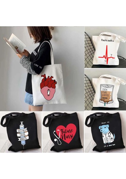 B162 Tarzı 35X40CM Komik Anatomi Tıp Sağlık Kalp Beyin Doktor Hemşire Tıbbi Stetoskop Erkek Kadın Omuz Kanvas Tote Çanta Alışveriş Çantaları (Yurt Dışından) fiyatları