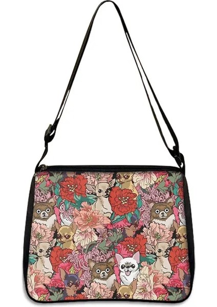 YXBJIWA08CW Stili 25CMX30CM Sevimli Köpek Chihuahua Baskı Omuzdan Askili Çanta Chihuahua Anne Kadın Çanta Küçük Debriyaj Telefon Çanta Tutucu Çanta Rahat Bez Çantalar (Yurt Dışından)