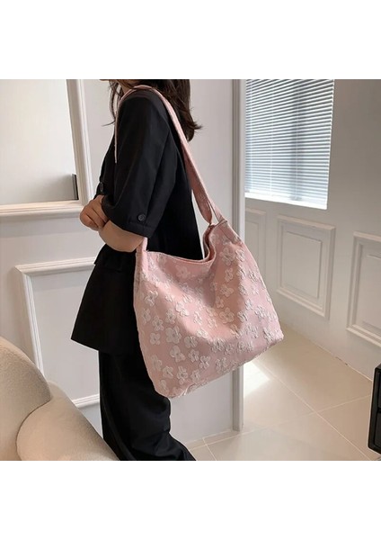 Pembe Tarzı Kadın Çiçek Kanvas Postacı Çanta Tasarımcısı Çanta Bayanlar Katı Büyük Kapasiteli Omuz Çantaları Rahat Kadın Alışveriş Çantası (Yurt Dışından) fiyatları