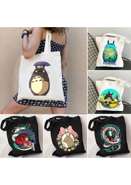 W07 Tarzı 35X40CM Anime Kız Ruhların Kaçışı Sevimli Totoro Karikatür Ghibli Komşum Kadın Kanvas Omuz Pamuk Tote Çanta Shopper Alışveriş Çantaları (Yurt Dışından) fiyatları
