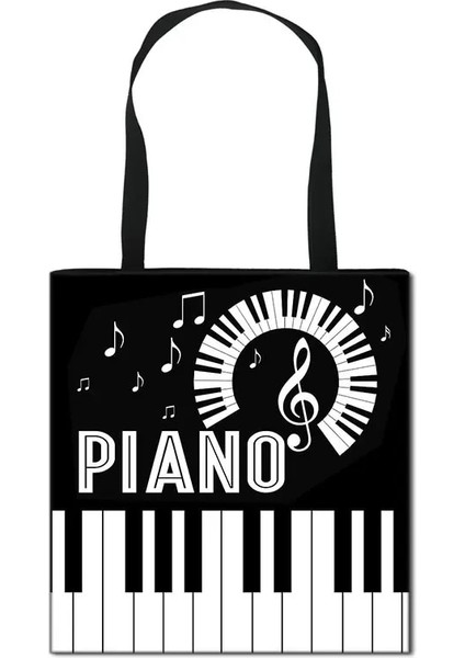 STDMUSICP13 Tarzı 39CMX39CM Piyano Müzik Notu Baskı Tote Çanta Moda Kadın Çanta Kız Omuz Saklama Torbaları Seyahat Bayanlar Için Büyük Kapasiteli Alışveriş Çantası (Yurt Dışından)