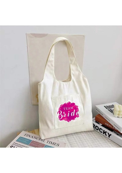 5GELIN018 Tarzı Gelin Desen Kanvas Yelek Çanta Tote Alışveriş Çantaları Bayan Için Yeni Karikatür Omuz Çantası Kadın Eko Alışveriş Çantası Rahat Bez Çantalar (Yurt Dışından)