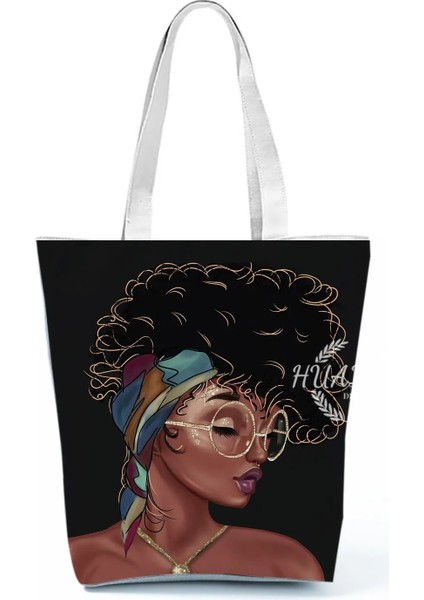 No.3 Tarzı 23-27CM Retro Siyah Afrika Kız Omuz Çantası Tasarımcı Yıldızlı Gökyüzü Yağlıboya Çanta Büyük Kapasiteli Eko Yeniden Kullanılabilir Kadın Rahat Tote (Yurt Dışından)