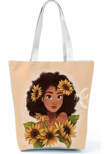 No.24 Tarzı 40-45CM Retro Siyah Afrika Kız Omuz Çantası Tasarımcı Yıldızlı Gökyüzü Yağlıboya Çanta Büyük Kapasiteli Eko Yeniden Kullanılabilir Kadın Rahat Tote (Yurt Dışından)