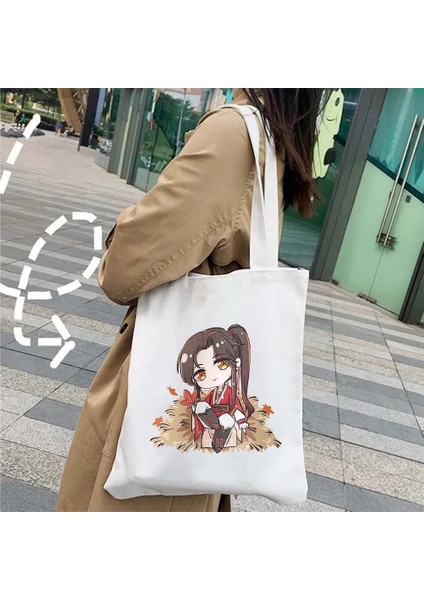 NO.121 Stili 35X40CM Anime Tian Guan Ci Fu Cennet Resmi Nimet Tgcf Hua Cheng Xielian Grafik Şemsiye Eller Kanvas Tote Çanta Alışveriş Çantası (Yurt Dışından)