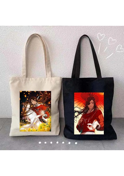 NO.121 Stili 35X40CM Anime Tian Guan Ci Fu Cennet Resmi Nimet Tgcf Hua Cheng Xielian Grafik Şemsiye Eller Kanvas Tote Çanta Alışveriş Çantası (Yurt Dışından)