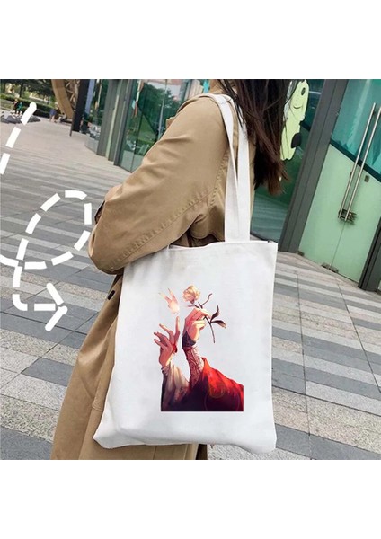NO.121 Stili 35X40CM Anime Tian Guan Ci Fu Cennet Resmi Nimet Tgcf Hua Cheng Xielian Grafik Şemsiye Eller Kanvas Tote Çanta Alışveriş Çantası (Yurt Dışından)
