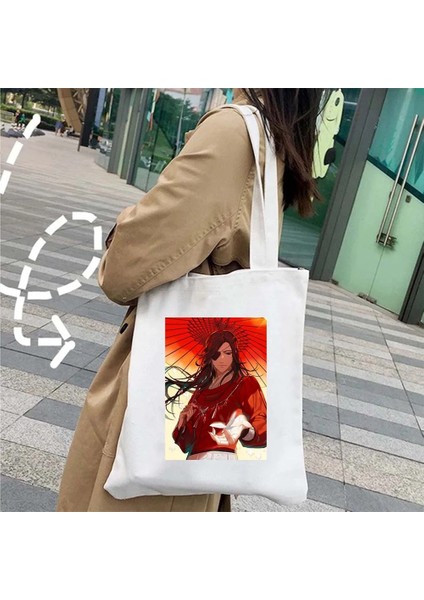 NO.121 Stili 35X40CM Anime Tian Guan Ci Fu Cennet Resmi Nimet Tgcf Hua Cheng Xielian Grafik Şemsiye Eller Kanvas Tote Çanta Alışveriş Çantası (Yurt Dışından)
