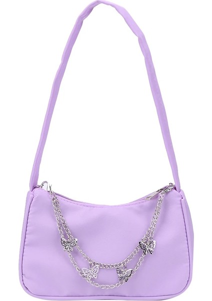 Mor Tarzı Moda Saf Renk Kelebek Zincir Omuz Koltukaltı Çanta Rahat Zarif Bayanlar Küçük Hobos Tasarımcı Kadın Çanta Çanta (Yurt Dışından)