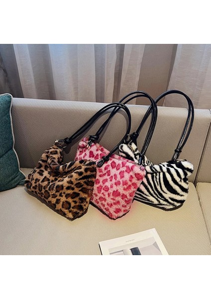 Beyaz Stil Kadın Taklit Kürk Leopar Baskı Tasarımcı Çanta Yumuşak Peluş Çanta Çanta ve Çanta Tote Çanta Bayanlar Kadın Omuz Çantası Debriyaj (Yurt Dışından) fiyatları