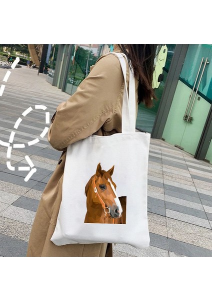 NO.111 Tarzı 35X40CM Vahşi Ruh Sevimli Hayvan At Gün Batımı Atlar Portre Gökyüzü Kadın Kanvas Bez Çantalar Shopper Omuz Alışveriş Pamuk Bayan Çanta (Yurt Dışından)