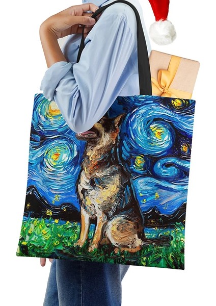 No.37 Tarzı Aslan Köpek Baskı Kadın Kanvas Omuzdan Askili Çanta Rahat Alışveriş Yeniden Kullanılabilir Çanta Büyük Kapasiteli Katlanır Seyahat Okul Çantası 2022 (Yurt Dışından) indirimleri