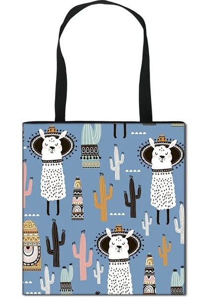 No.24 Tarzı 40X25CM Yeni Hayvan Baskı Kadın Omuz Çantası Alpaka Tembellik Su Samuru Gelincikler Eko Yeniden Kullanılabilir Alışveriş Çantaları Büyük Kapasiteli Omuz Çantası Kadın (Yurt Dışından)