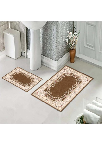 Banyo Halısı Ikili Klozet Takımı Kaymaz Tabanlı (60 cm x 100 cm + 40 cm x 60 Cm)