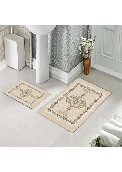Banyo Halısı Ikili Klozet Takımı Kaymaz Tabanlı (60 cm x 100 cm + 40 cm x 60 Cm)