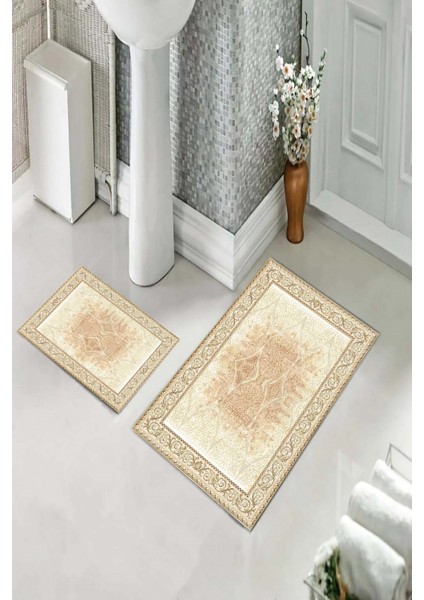 Banyo Halısı Ikili Klozet Takımı Kaymaz Tabanlı (60 cm x 100 cm + 40 cm x 60 Cm) fiyatları