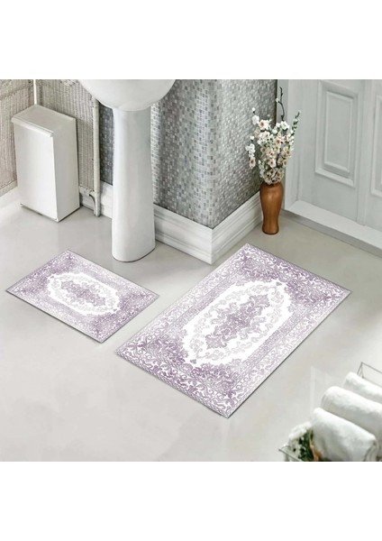 Banyo Halısı Ikili Klozet Takımı Kaymaz Tabanlı (60 cm x 100 cm + 40 cm x 60 Cm)