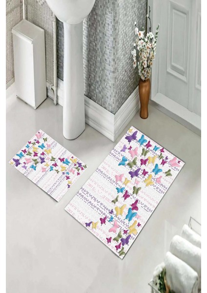 Banyo Halısı Ikili Klozet Takımı Kaymaz Tabanlı (60 cm x 100 cm + 40 cm x 60 Cm) fiyatları