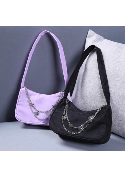 Mor Tarzı Moda Saf Renk Kelebek Zincir Omuz Koltukaltı Çanta Rahat Zarif Bayanlar Küçük Hobos Tasarımcı Kadın Çanta Çanta (Yurt Dışından) fiyatları