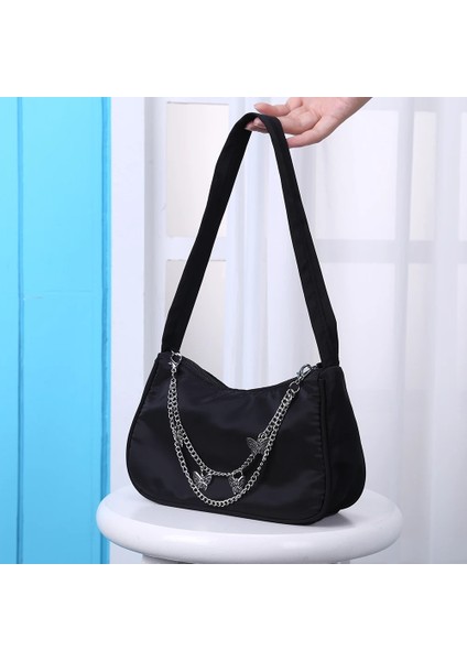 Mor Tarzı Moda Saf Renk Kelebek Zincir Omuz Koltukaltı Çanta Rahat Zarif Bayanlar Küçük Hobos Tasarımcı Kadın Çanta Çanta (Yurt Dışından) modelleri