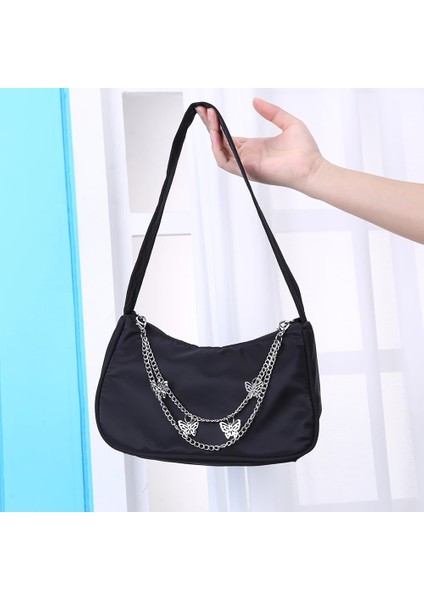 Mor Tarzı Moda Saf Renk Kelebek Zincir Omuz Koltukaltı Çanta Rahat Zarif Bayanlar Küçük Hobos Tasarımcı Kadın Çanta Çanta (Yurt Dışından) fırsatları