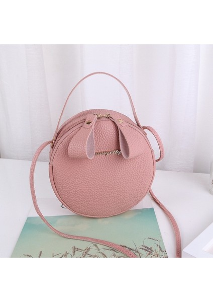 Pembe Tarzı Moda Kadın Omuz Çanta Küçük Yuvarlak Daire Çanta Kız Sevimli Askılı Çanta Güzellik El Çantaları Bolsos Ana Kesesi (Yurt Dışından)