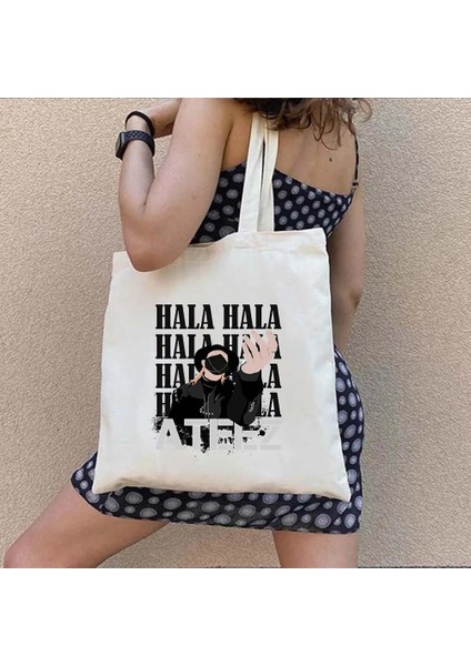 No.2 Tarzı 35X40CM Ateez Mektup Baskı Kore Tarzı Kpop Harajuku Adımı Söyle Moda Kız Alışveriş Kanvas Tote Çanta Shopper Büyük Omuz Çanta (Yurt Dışından) fırsatları