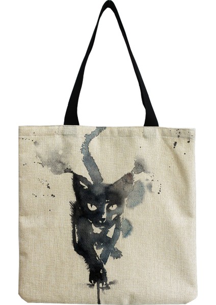 No.6 Stili 40X25CM Sevimli Karikatür Hayvan Kedi Baskı Çanta Açık Çevre Dostu Kadın Omuz Çantası Yüksek Kapasiteli Taşınabilir Bayan Alışveriş Çantası Plaj Çantası (Yurt Dışından) modelleri