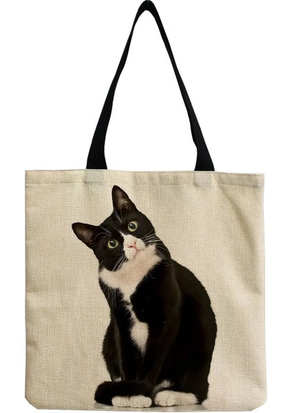 No.6 Stili 40X25CM Sevimli Karikatür Hayvan Kedi Baskı Çanta Açık Çevre Dostu Kadın Omuz Çantası Yüksek Kapasiteli Taşınabilir Bayan Alışveriş Çantası Plaj Çantası (Yurt Dışından) fırsatları