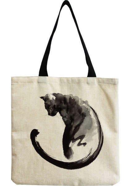 No.6 Stili 40X25CM Sevimli Karikatür Hayvan Kedi Baskı Çanta Açık Çevre Dostu Kadın Omuz Çantası Yüksek Kapasiteli Taşınabilir Bayan Alışveriş Çantası Plaj Çantası (Yurt Dışından) indirimleri