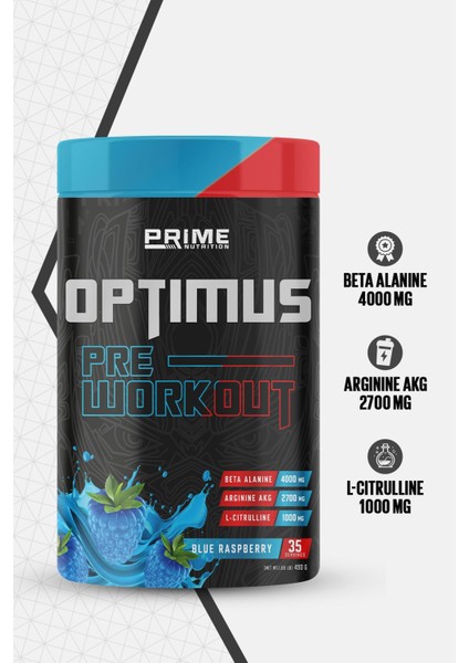 Prime Nutrition Optimus Pre-Workout 490 Gram - Blue Raspberry