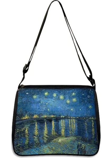 YXBSJMHS02 Stili 25CMX30CM Van Gogh Yıldızlı Gökyüzü Çanta Bayanlar Sanat Yağlıboya Ayçiçeği Moda Omuz Çantası Koltuk Altı Çantası Kız Alışveriş Seyahat Çantası (Yurt Dışından)