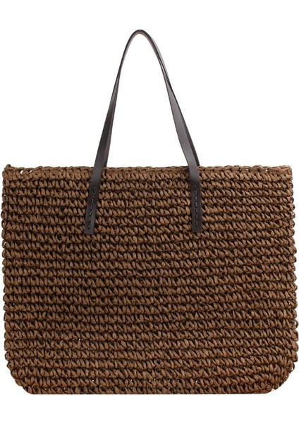 Yeşil Stil Yaz Yuvarlak Hasır Çanta Kadınlar Için Rattan Çanta El Yapımı Dokuma Plaj Crossbody Çanta Kadın Mesaj Çanta Tote (Yurt Dışından)