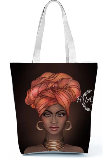 No.5 Tarzı 23-27CM Retro Siyah Afrika Kız Omuz Çantası Tasarımcı Yıldızlı Gökyüzü Yağlıboya Çanta Büyük Kapasiteli Eko Yeniden Kullanılabilir Kadın Rahat Tote (Yurt Dışından)