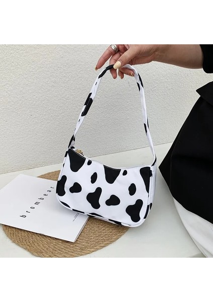 Zebra Tarzı Kadın Omuzdan Askili Çanta Moda Hayvan Desen Baskılı Çanta Rahat Naylon Kelebek Leopar Zebra Inek Baskı Kadın Çanta Koltukaltı Çanta (Yurt Dışından)