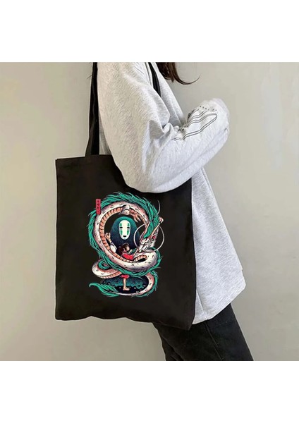 B14 Tarzı 35X40CM Anime Kız Ruhların Kaçışı Sevimli Totoro Karikatür Ghibli Komşum Kadın Kanvas Omuz Pamuk Tote Çanta Shopper Alışveriş Çantaları (Yurt Dışından)