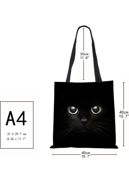 No.6 Stili Bayan Tasarımcı Bez Çantalar Sumi Siyah Kedi Baskılı Keten Kumaş Eko Çanta Alışveriş Ofisi Yeniden Kullanılabilir Rahat Omuz Çantası (Yurt Dışından) indirimleri